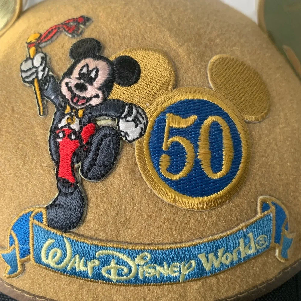 Vintage Walt Disney World Gold Mickey Mouse Ears Celebration Cap Hat Size Adult